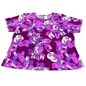 Women’s Swim 365 Top Shirt Plus Size 18/20 Pink/Purple Floral Design